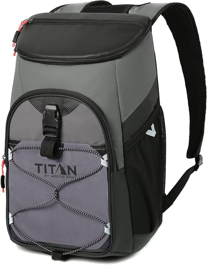 Titan by Arctic Zone Backpack Cooler, Insulated Soft Sided Bag with Leak Proof Lining and Padded Straps, for Lunch, Picnic, and Travel, 24 Can Capacity