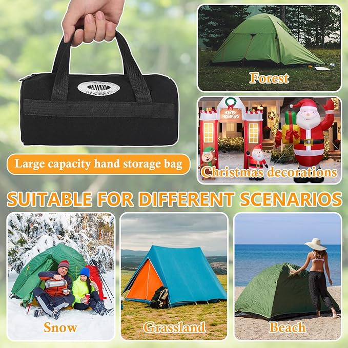 20 Pcs 8" Heavy Duty Drill Tent Stakes with Storage Bag, Glow-in-The-Dark Ground Anchor Peg, Metal Threaded Screw-in Tent Stake for Camping Swing Canopies with 1 Hex Nut Driver, Peg Puller