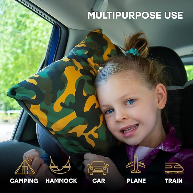 Small Backpacking Camping Pillow | Camp Pillow w/Machine-Washable Cover | Packable Travel Pillow w/Pouch + Strap | Hammock Pillow | Hiking Pillow | Camping Gear & Accessories