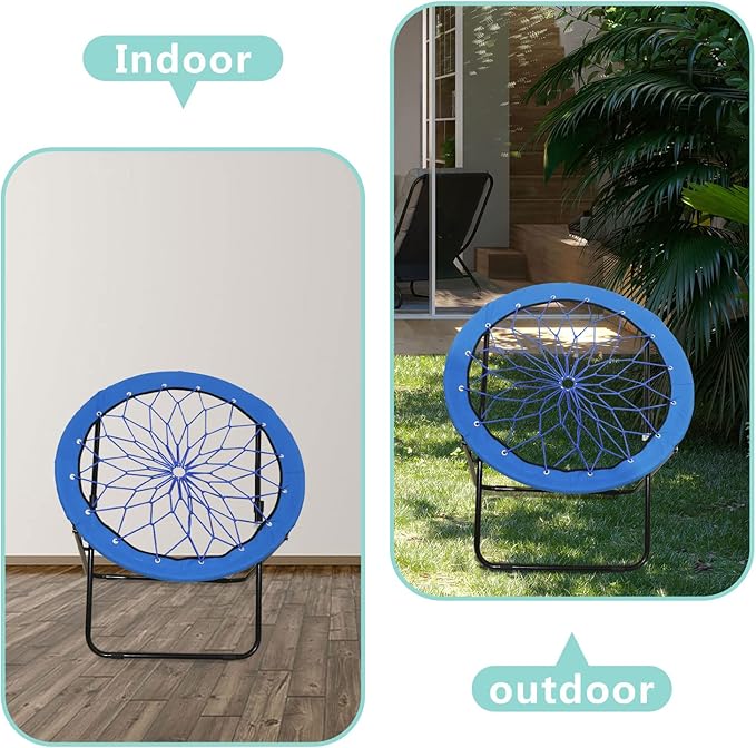 Bungee Chair Portable Foldable, Dish Chair Bunjo Game Chair for Outdoor and Indoor and Camping and BBQ (Royal Blue)