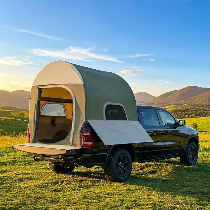 Inflatable Truck Bed Tents 5.5 ft–8 ft with Air Pump, 3-Minute Fast Setup Pickup Truck Tent for Camping, Dual-Use Truck Bed Tent & Ground Tent, Waterproof All-Weather