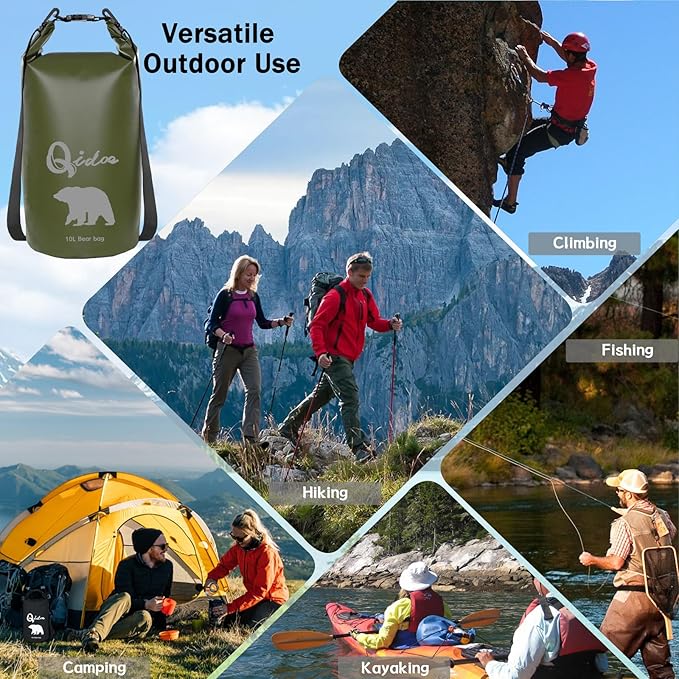 Qidoe Bear Food Bag for Camping Ultralight Food Bags Hanging System 10 L Waterproof Backpack Pulley Systems Includes Waterproof Bag, Nylon Ropes, Hooks for Camping Backpacking