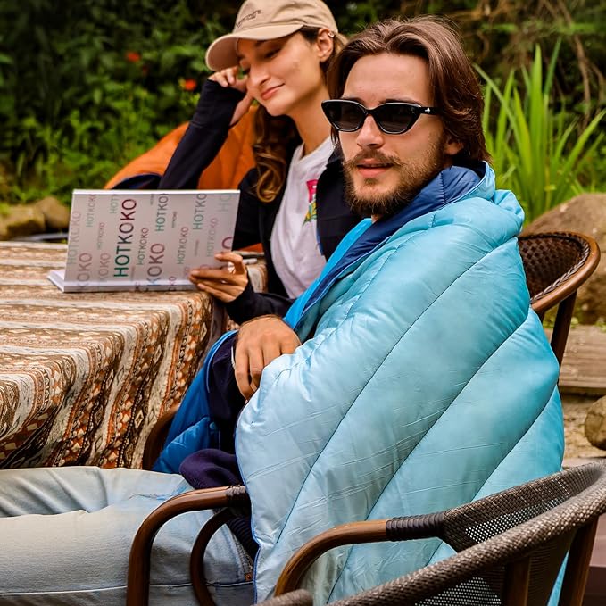 Camping Blanket,Lightweight Down Alternative Puffy Blanket Packable Outdoor Blanket for Camping,Traveling, Stadium, Hiking, Picnics