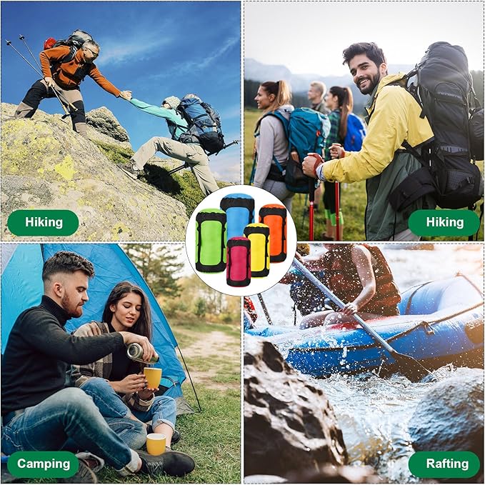 5 Pcs Compression Sacks for Backpacking 5L/10L/15L/20L/35L Camping Sleeping Bag Stuff Sack Water Resistant Sleeping Bag Storage Sack for Space Saving Hiking Gear