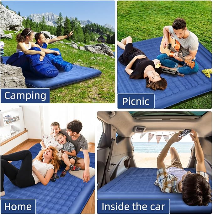 Camping Sleeping Pads,Extra Thick 5 Inch Inflatable Sleeping Mat with Pillow Built-in Pump,Oversized Air Mattress Super Portable for Backpacking Hiking, Tent, Traveling