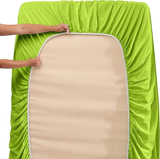 Clara Clark Twin Sheets, 5 Piece Set - Hotel Luxury Sheets for Twin Size Bed, Super Soft Bedding Set, Twin Size, Garden Green