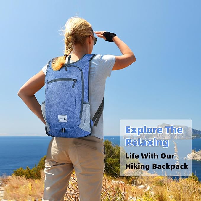 Hiking Backpack 10L Small Travel Lightweight Daypack Foldable Hiking Packable Camping Hiking Backpacks for Women Men (Sky Blue)