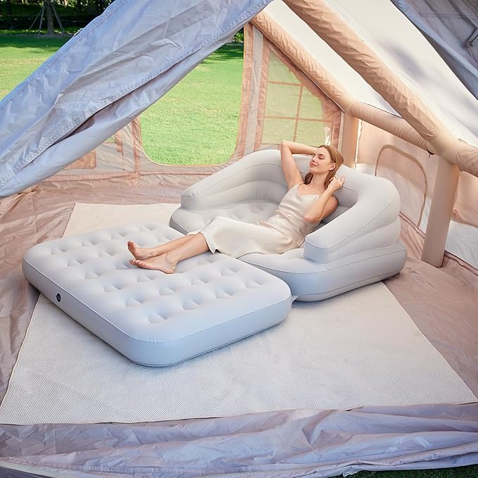 Full Size Inflatable Sofa Bed with Air Pump,2-in-1 Portable Blow-Up Air Couch,Inflatable Couch Bed and Folding Air Mattress for Home,Camping,and Guests