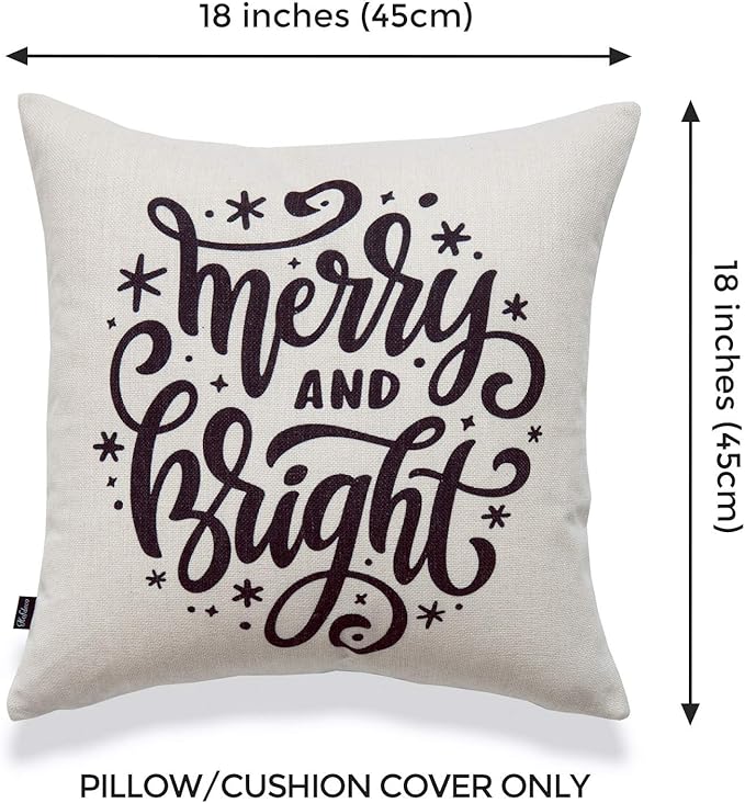 Holiday Pillow Cover, Merry and Bright, 18" x18"
