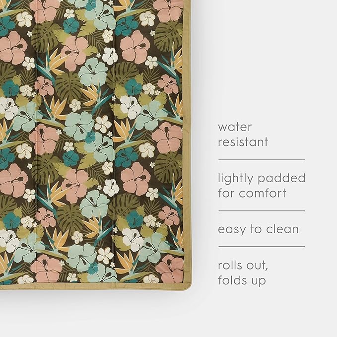 Little Unicorn 5'x5' Outdoor Family Picnic & Beach Blanket | Durable & Water-Resistant Fabric | Compact Fold & Easily Wipes Clean | Zipper Pocket (Hibiscus)