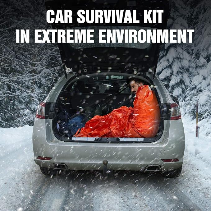 Delmera Emergency Sleeping Bag, Lightweight Survival Sleeping Bags Waterproof Thermal Emergency Blanket, Bivy Sack Survival Gear for Outdoor Adventure, Camping, Hiking, Orange, Green