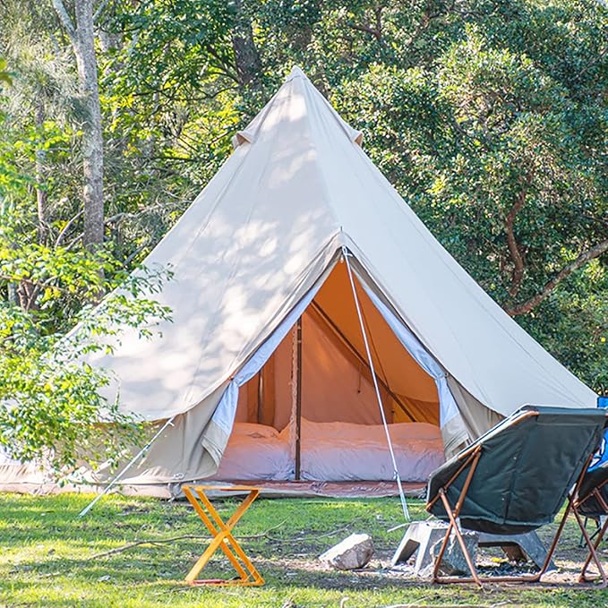 GeRRiT 5M/16.4ft Cotton Canvas Bell Tent, Outdoor Waterproof Family Glamping Yurt 900D Oxford Cloth Bell Tent, Luxury Yurt Bell Tent for Event Wedding Party Family Camping
