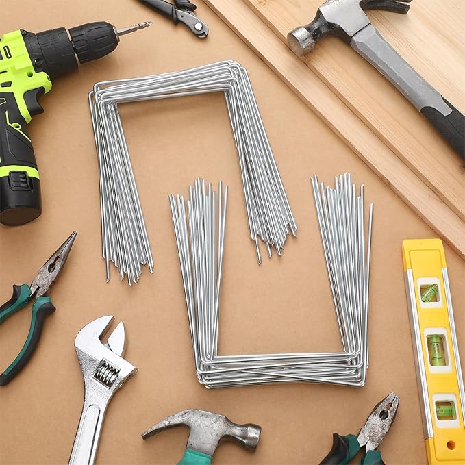 80 Pack Heavy Duty Wide Landscape Staples, 7 Gauge Galvanized Steel Turf Stakes Garden Stakes Bulk, U Type Anchor for Grass, Securing Weed Barrier Fabric, Pipes, Sod (8"x6")