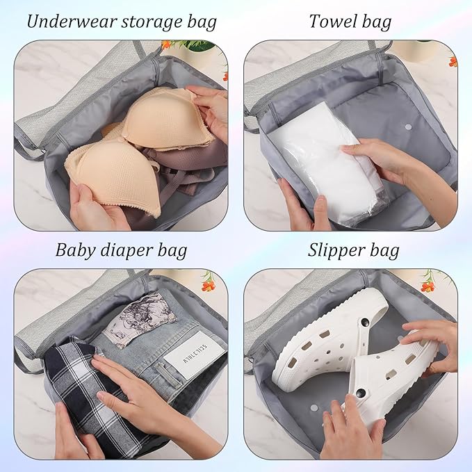 12 Pcs Packing Cubes Luggage Organizers Small Mesh Clothing Underwear Bag Foldable Laundry Bags for Travel Hiking Camping Backpacking