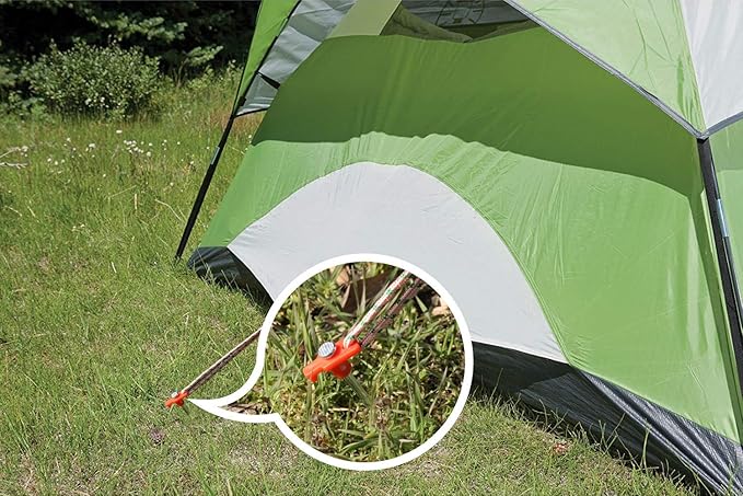 ABCCANOPY 15 Inch Tent Stakes 10 Pcs Non-Rust Metal Ground Anchors, Heavy Duty Spikes with 4 Ropes for Outdoor Camping, Orange