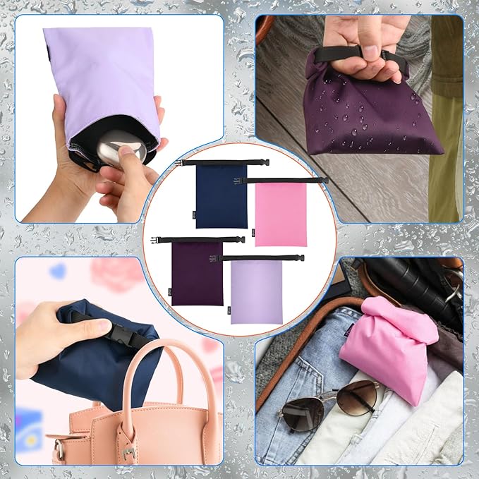 Cosmos 3 Pcs Waterproof Dry Bag, Mini Waterproof Pouch Portable Dry Sacks Small Roll Top Storage Bag for Outdoor Travel Kayaking Boating Camping Hiking (Medium Size - 4 Pcs)