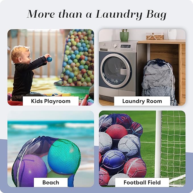 Handy Laundry Mesh XL Laundry Bags - Pack of 2 - Durable, Machine Washable with Secure Drawstring Closure - Perfect for College Dorms, Laundromats, Apartments (Blue, Large 24" x 36", 2-Pack)