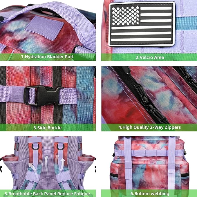 Military Tactical Backpack 55L for Men & Women Bug Out Bag Assault pack Molle Daypack Hiking Trekking Rucksack (Nebula camouflage)