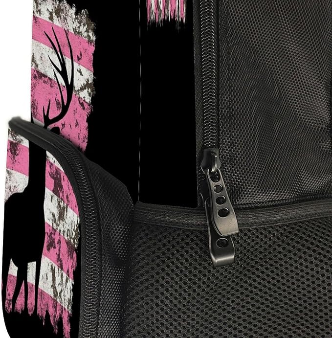 Lightweight Rucksacks for Climbing Outdoors Walking Cycling, Large Capacity Anti-Theft Multipurpose Carry On Bag, American Flag Camo Deer Hunting Pink Camouflage Camping Outdoor Backpack