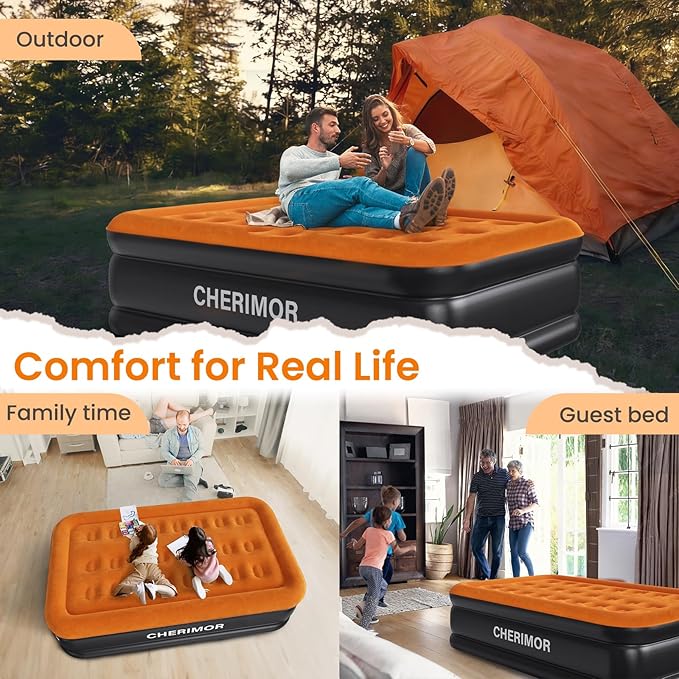 Twin XL Air Mattress with Built-in Pump, 80" Extra Long, Upgraded Durable Design, Enhanced Support & Lasting Firmness, 2-Min Fast Inflation, Air Bed for Guests & Camping, 500 lbs Capacity