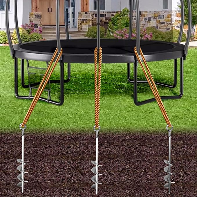 30 inch Ground Anchor Heavy Duty Earth Anchors Set Screw in for Mobile Home, Swing, Tent Trampoline Anchors Wind Resistant Tree Stakes and Supports with Drill Socket, 6 Pack