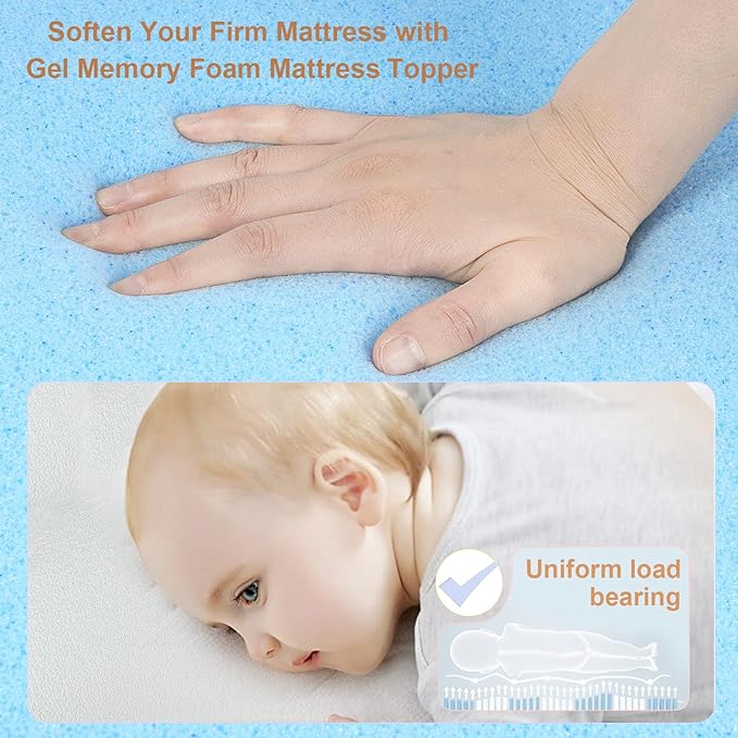 NeoBorn Baby Bassinet Mattress Pad, 32" x 18" Dual Sided Comfort Gel Memory Foam Mattress with Removable Breathable Soft Tencel Cover Fit for RONBEI/Ingenuity/Cuddor Baby Bassinet