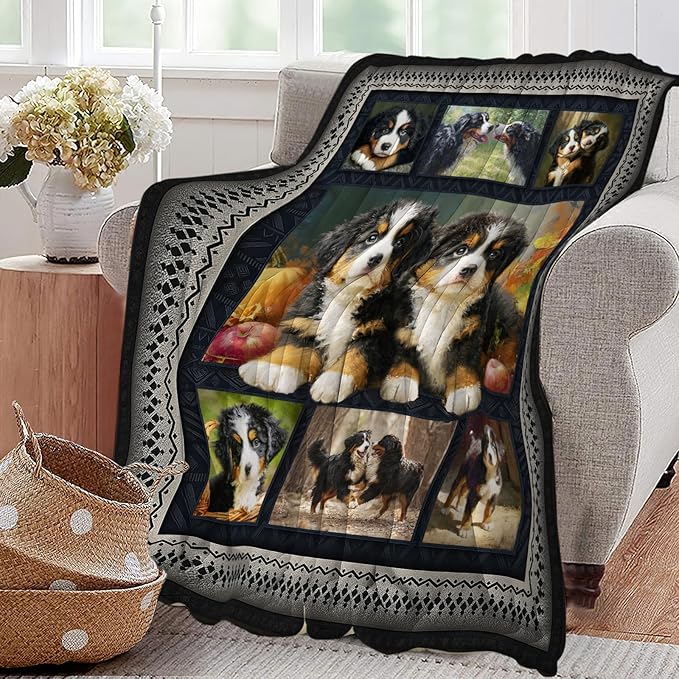 Bernese Mountain Dog Blanket Cute Dogs Animal Throw Blankets Gifts for Girls Boys Kids Dog Lover Soft Cozy Fleece Plush for Couch Sofa Bed 50"x40"