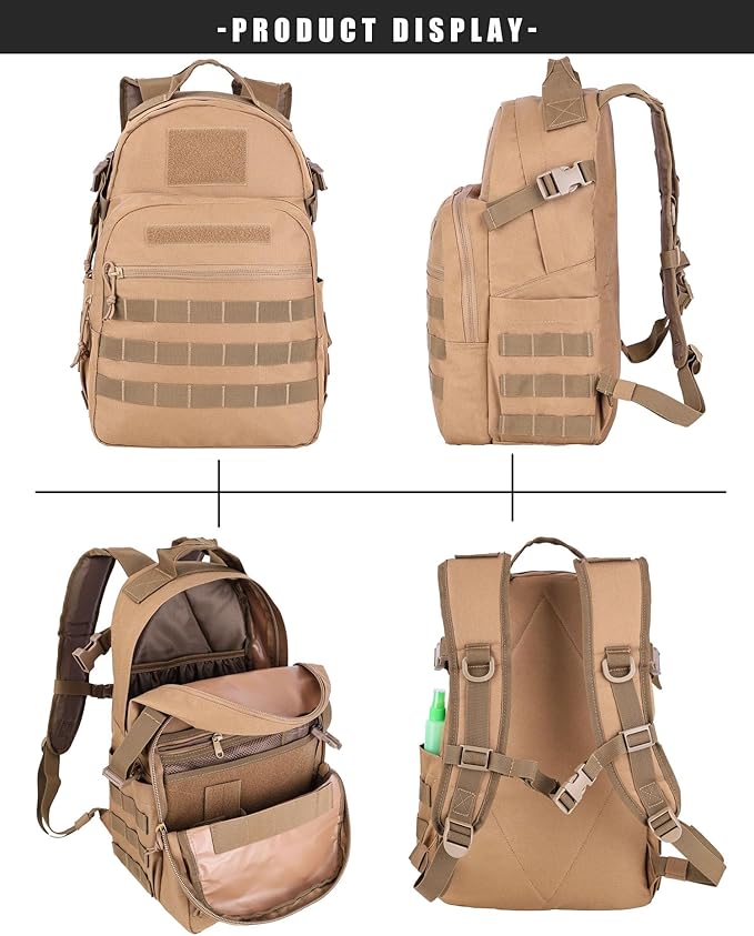 Tactical Backpack for Men Military Backpacks with Holster Army 3 Days Assault Pack Bug Out Bag for Hiking Camping (Coyote)