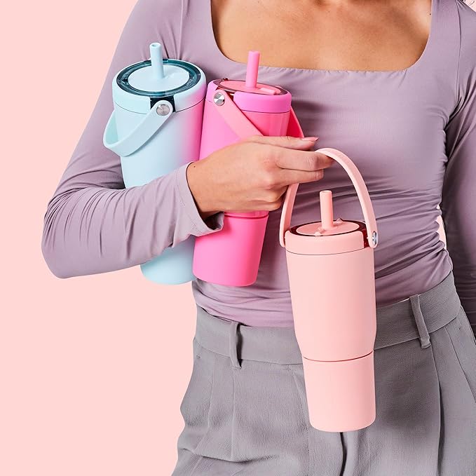 BrüMate Resa 25oz 100% Leakproof Travel Tumbler with Handle & Straw | Flexible SoftSip Straw | Silicone Sleeve for Durability | Stainless Steel | Cup Holder & Travel Friendly Water Bottle | (Lavender)