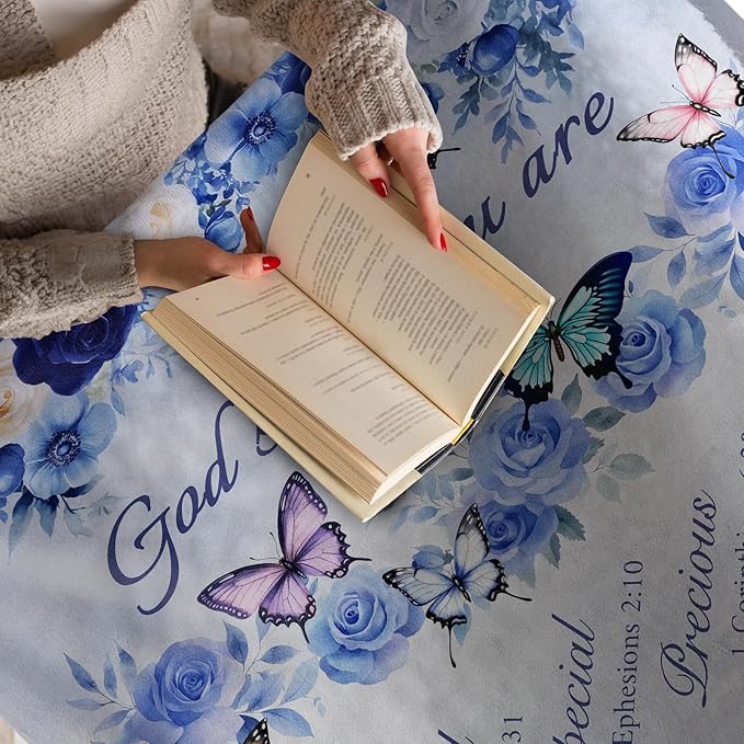 Christian Gifts for Women, Religious Inspirational Spiritual Gifts Blanket, Butterfly Floral Prayer Throw Blanket for Couch Bed 60"x50"