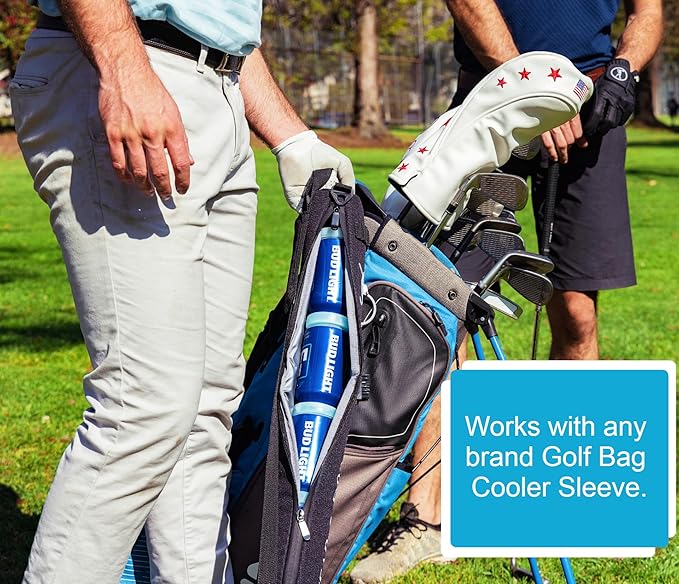 ArcticChill Golf Cooler Ice Packs – Custom Fit Can Coolers for Golf Bag Beer Sleeves – Reusable Round Freezer Packs for Keeping Drinks Cold on The Course (Set of 6, Arctic Blue)