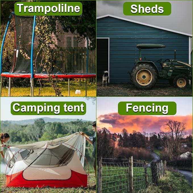 Earth Anchors for Trapping with Drive Rod Tool, 35" x 1/8" Galvanized Cable for Securing Camping Tents, Swing Set, Green House, (12 Pack) Double Layer Ground Earth Anchors for Sheds