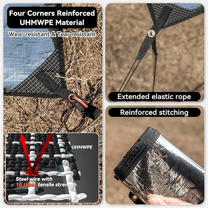 HIKEMAN Tent Footprint Waterproof Camping Tarp Strong and Durable Aluminum Tent Floor Ground Sheet Mat Tent Footprint Mat for Hiking, Camping, Backpacking, Hammock, Picnic (125 * 200cm)
