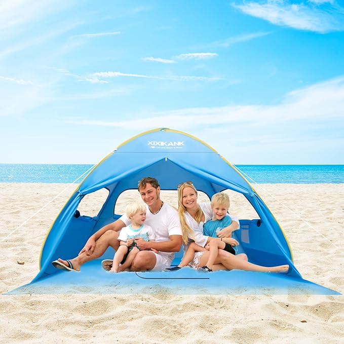 2 Second Easy Setup Pop Up Beach Tent for 2-3 Person,UPF 50+ UV Protection Beach Shade,Wind Resistant Sun Protection Family Sun Shelter,Portable Lightweight Cabana Canopy with Handy Carry Bag