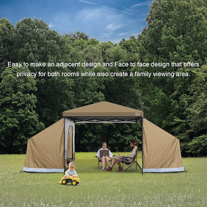 KAMPKEEPER Side Tent,Camping Tent for 10' x 10' Pop Up Canopy, Easy Set Up Gazebo,Compatible with 10' Wide Canopy Tents (Khaki)