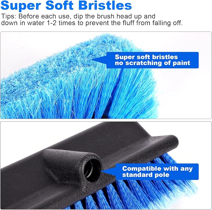 DOBEN Car Wash Brush Head, Soft Bristle Cleaning Brush, Bi-Level Soft Scrub Brush for Car, Truck, Auto RV, Boat, Camper Exterior, House Siding Washing Cleaning