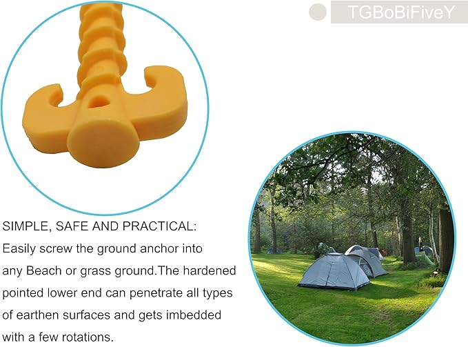 5 Pack Ground Anchors Spiral Stakes for Outdoor Camping for Landscaping Securing Weed Barrier Fabric Irrigation Tubing, Holding Fence Tarpaulin 8.5 Inch Tent Stakes