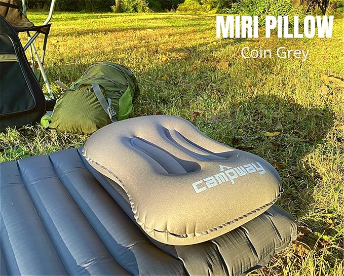 Ultralight Inflatable Camping and Travel Pillows - Compact, Compressible Air Pillow for Neck and Back Support - Pillow for Camping, Hiking and Backpacking - Pack of 2 - Coin Grey