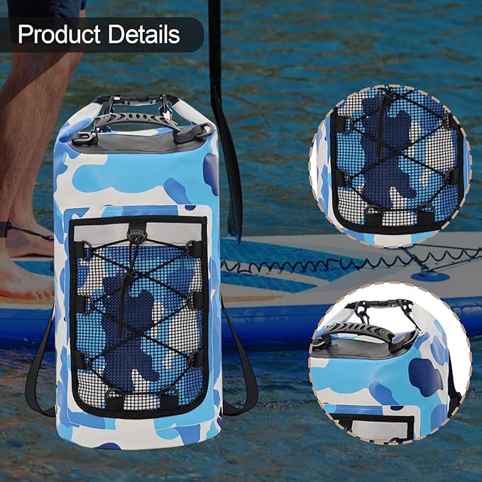 Yiju Waterproof Dry Bag Backpack Durability Lightweight Multifunctional Storage Bag for Travel Boating Camping Hiking, Blue