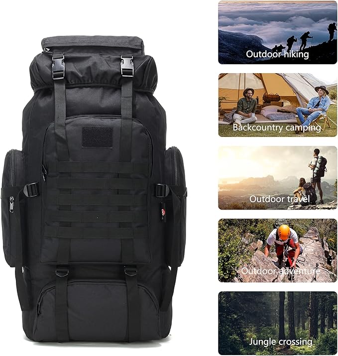 King'sGuard 70L Camping Hiking Backpack for Men Women Large Military Tactical Backpack Molle Rucksack Backpack for Outdoor