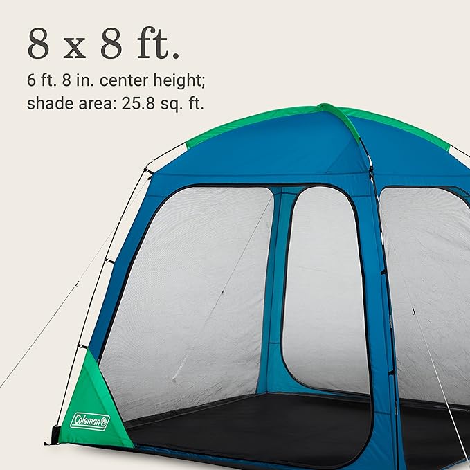 Coleman Skyshade Screen Dome Canopy Tent, 8x8/10x10ft Portable Screen Shelter with Easy Setup for Bug-Free Lounging, Great for Beach, Yard, Picnic, Park, Camping, & More