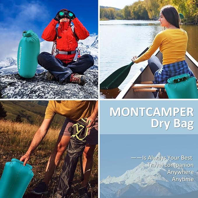 Waterproof Dry Bag 5L – 30D Nylon Roll Top Dry Sack with DWR & PU Coating, Lightweight Water-Resistant Storage for Kayaking, Camping, Hiking, Fishing & Beach (Turquoise Blue)
