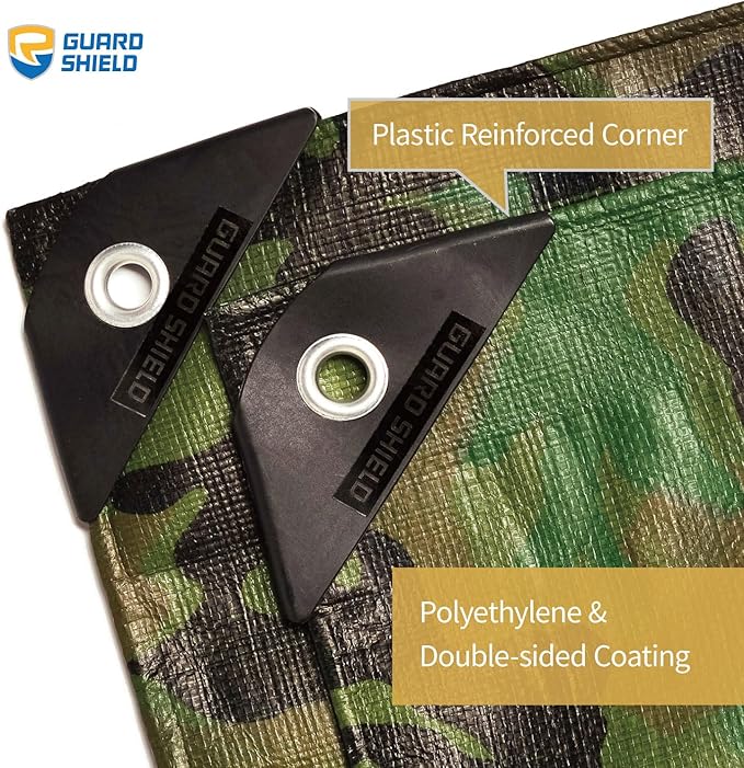GUARD SHIELD Heavy Duty Camo Tarp Camouflage Tarps Waterproof 9x9 Feet Poly Cover 10mil