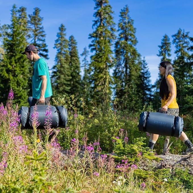 HEST Foamy Camping Mattress Pad - Memory Foam Portable Roll Up Sleeping Cot Mattress for All Adventures - Dual Layer Comfort & Support - No Pump Needed - Water-Resistant Design - Easy Carry Handle