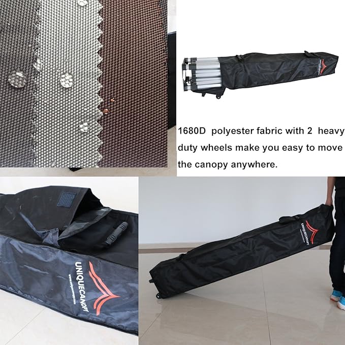10'x10' Pop Up Canopy Tent Commercial Instant Shelter with Heavy Duty Roller Bag, 4 Canopy Sand Bags, 10x10 FT Dark Green