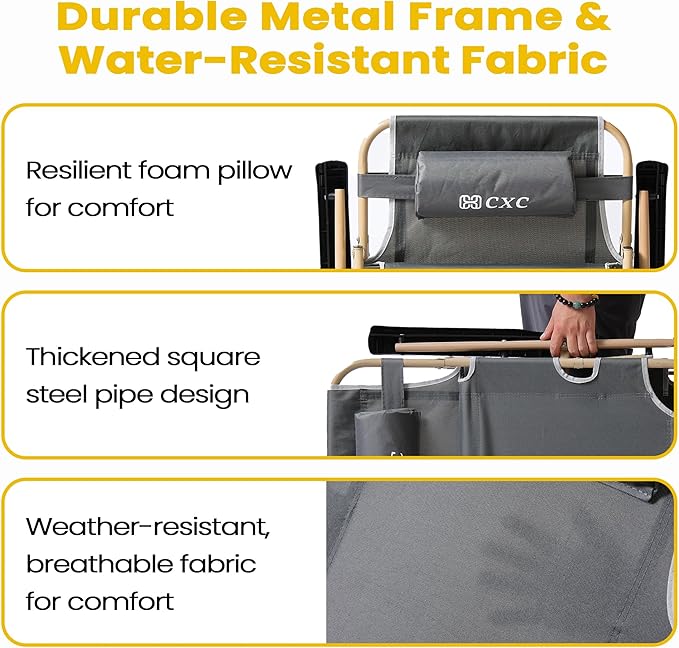 CXC Adjustable Zero Gravity Patio & Comfortable Folding Chair with Foot Rest & Adjustable Back Angle, Ideal for Office Naps, Fishing, Patio 250lbs Capacity
