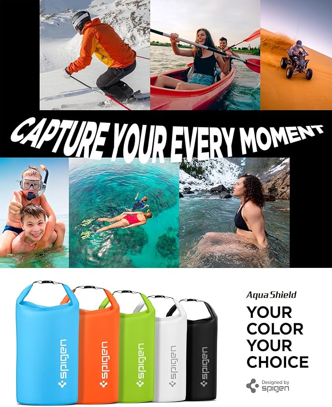 Spigen AquaShield Waterproof Dry Bag Backpack A631, 30L Roll Top Lightweight Dry Storage Bag for Travel, Swimming, Boating, Kayaking, Camping and Beach