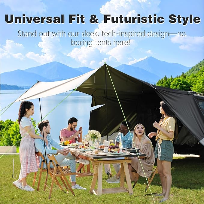 Multi-Use SUV Camping Tent & Side Awning - 3 Large Canopies, 174.38sq.ft Shade, 6.6ft Height, Easy Setup & Tech-Design