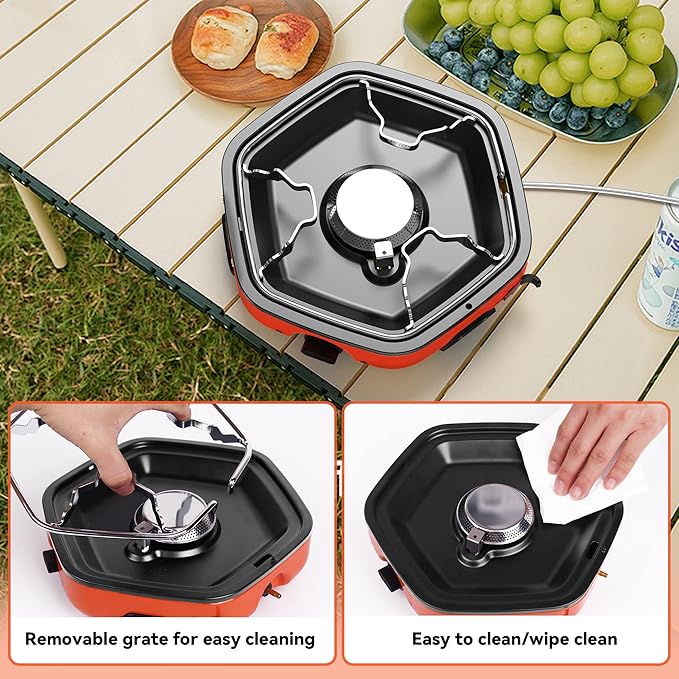 GIGART Portable Propane Camping Stove, Adjustable Camping Stove with Piezo Ignition, Lightweight Backpacking Stove for Outdoor Cooking, Camping, Hiking, Tailgating & Backyard BBQ (Orange)