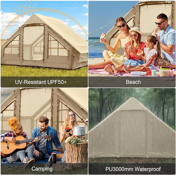 Inflatable Tents for Camping,Easy Blow Up Tent with Hand Pump,4 Seasons Waterproof Air Inflatable Camping Tent House for Family Weekend Camping